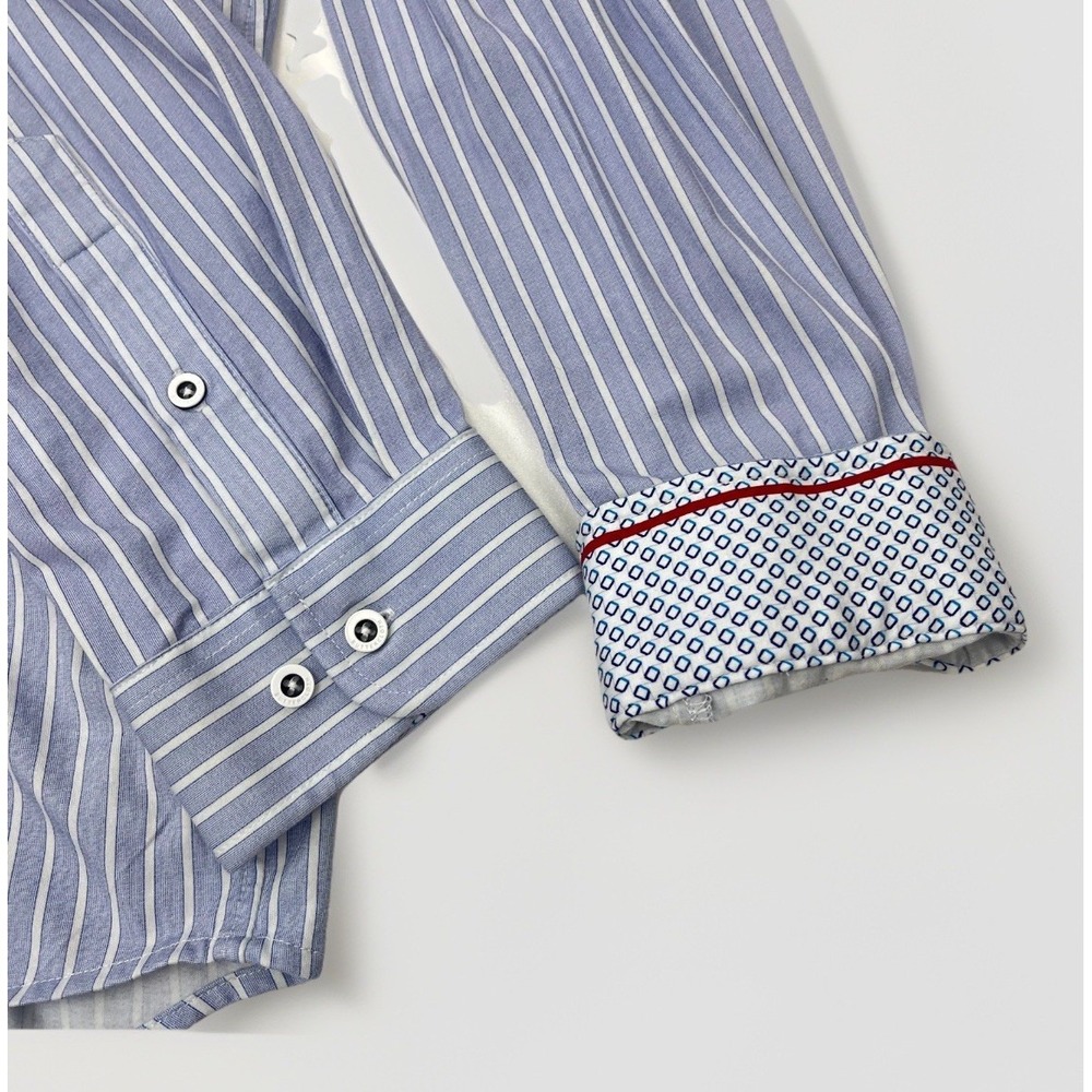 Buttercloth Dress Shirt Mens 2XL Blue Stripe Icy Cotton Regular Fit Stretch - Picture 8 of 13